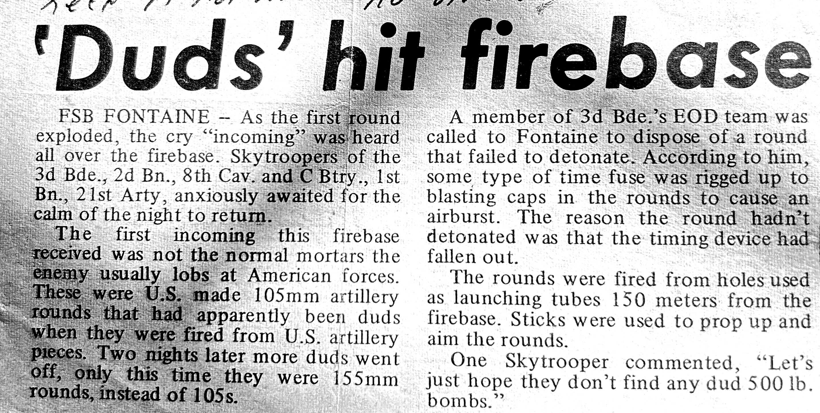 Cleaned scan of press clipping