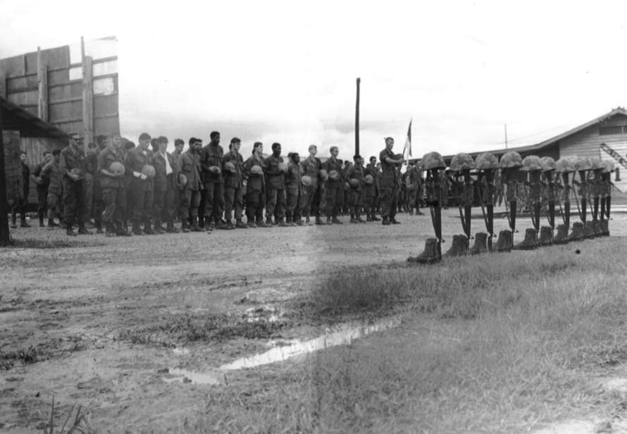 Memorial ceremony captioned 'FSB Becky,' November 1969