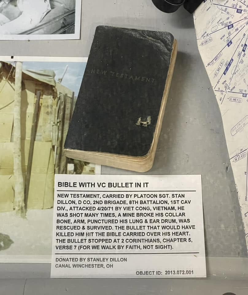 Stan Dillon's Bible with VC bullet, April 20, 1971