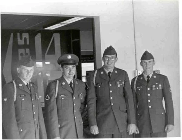 James Jensen (second from left) with friends at Fort Ord, 1971