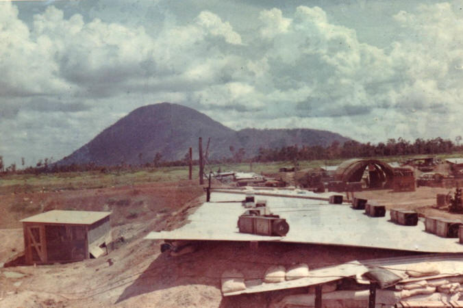 Base structures with the mountain behind