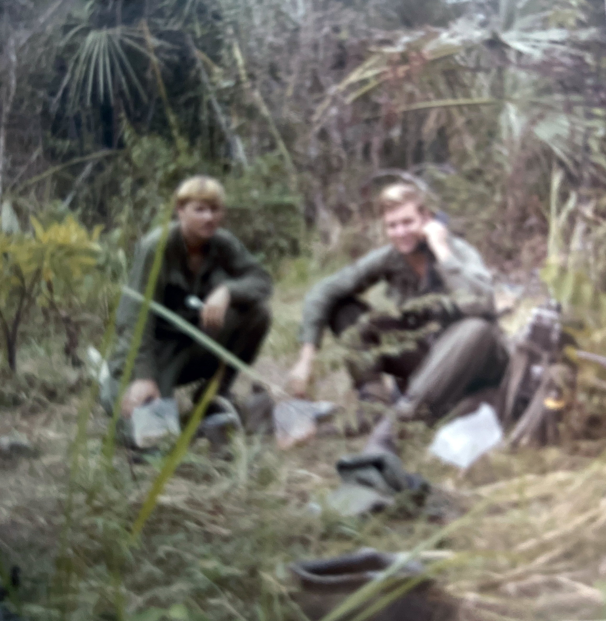 Ken Weaver (R) and Larry Randt (L) during one of the many down moments in the bush.