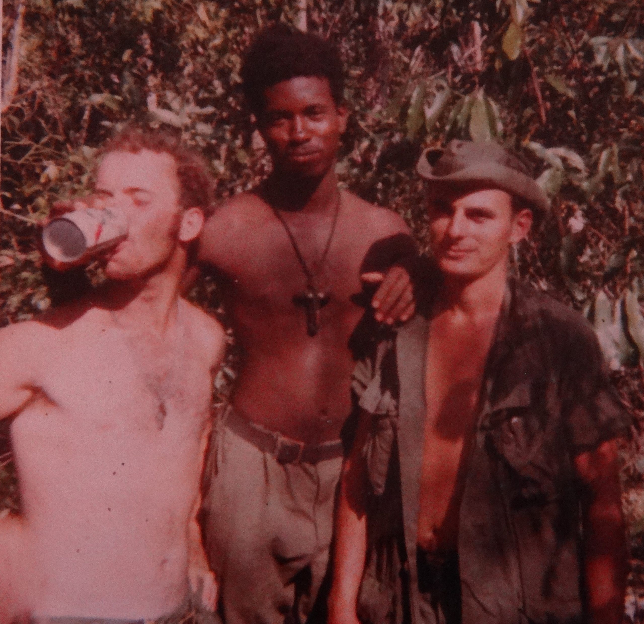 Clarence Saulsberry with two unknown soldiers