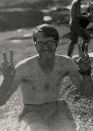 Raymond Shiko flashing the peace sign