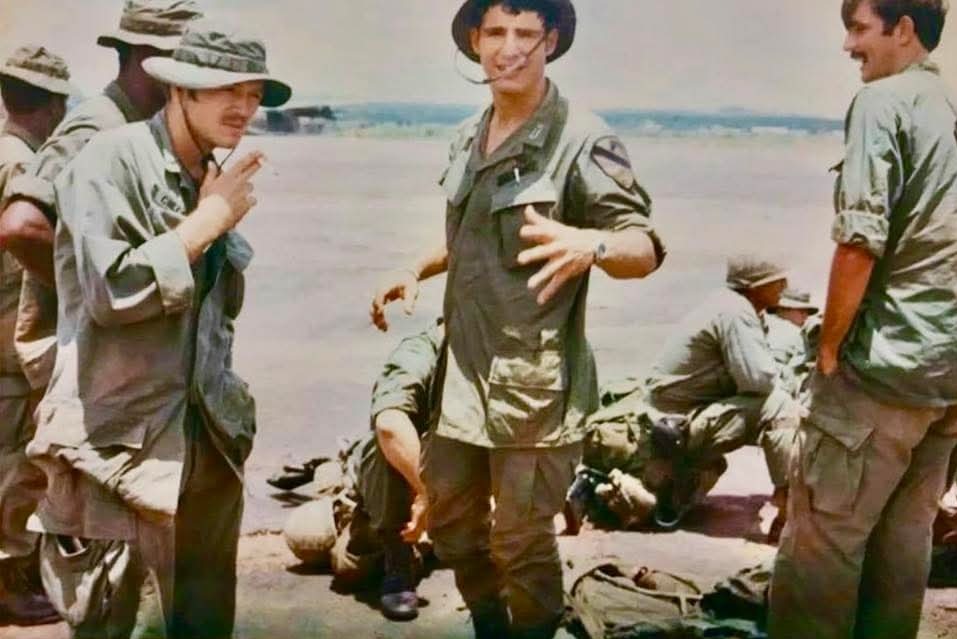 Lt. Frank Guidara (center) with some other soldiers at the beach in Vung Tao.
