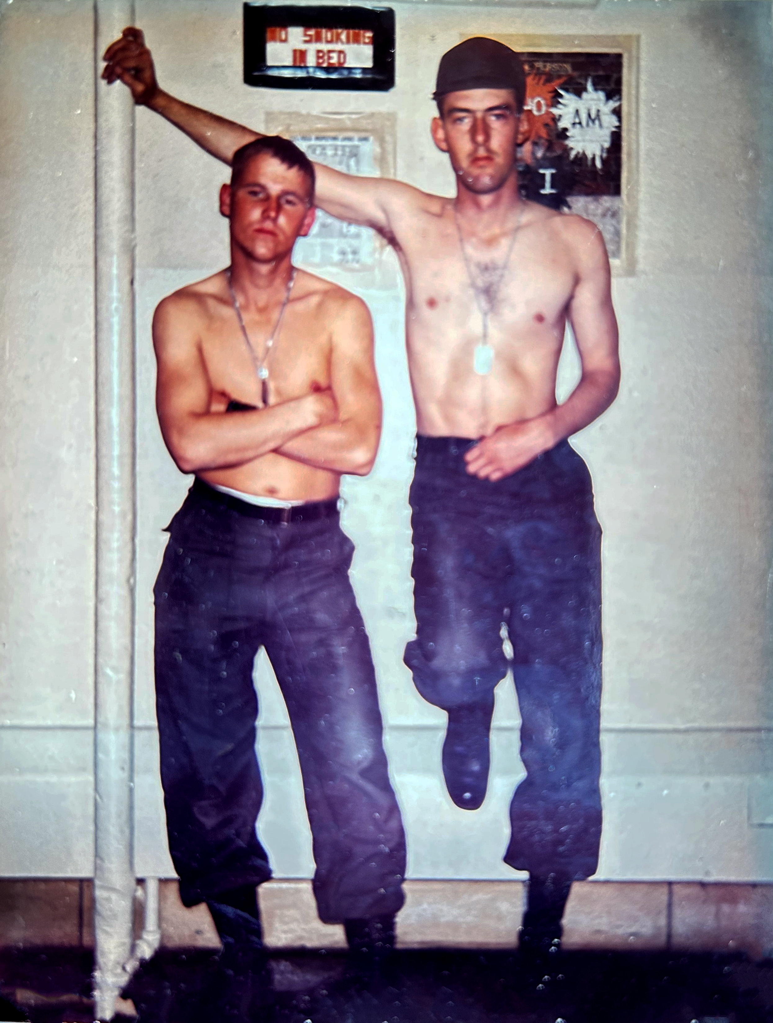 Ken Weaver (L) and Jim Cardwell (R) at basic training in Ft. Lewis, WA.