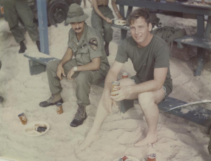 Capt. Wolf Kutter (right) and a trooper enjoying some R&R at Vung Tao