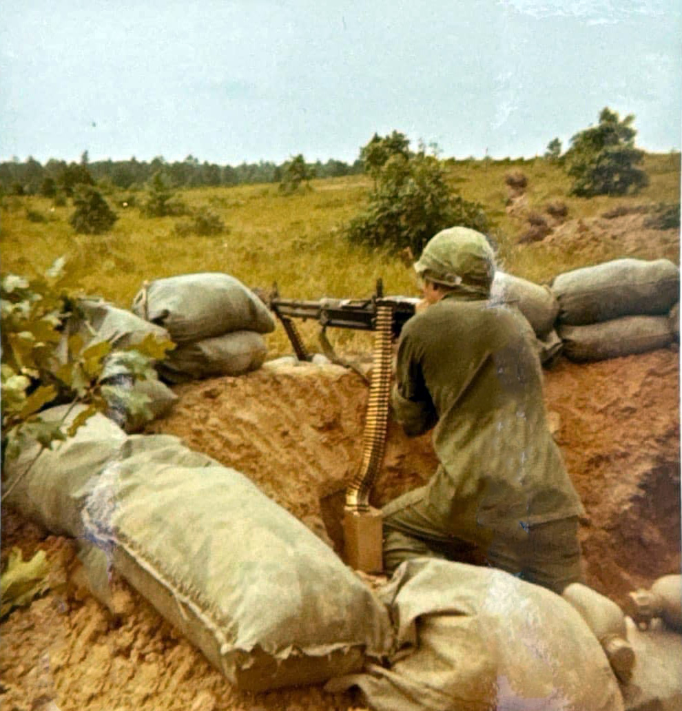M60 gunner in fighting position — 1971