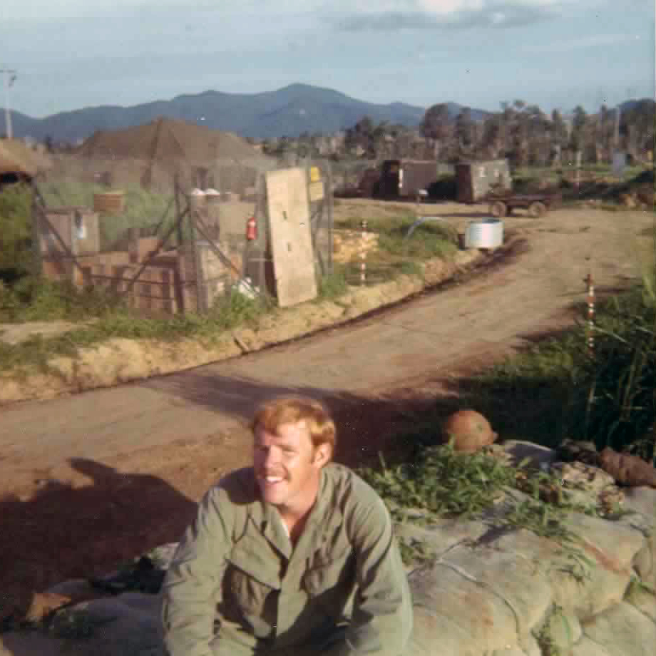 Marvin Miller at firebase entrance — 1971